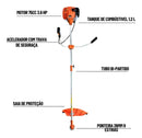 Roçadeira a Gasolina 2 Tempos Profissional 75CC 3HP Com Lâmina 3 e 2 Pontas Facão, Disco 80 Dentes, Kit de Reparo e Acessórios Knakasaki